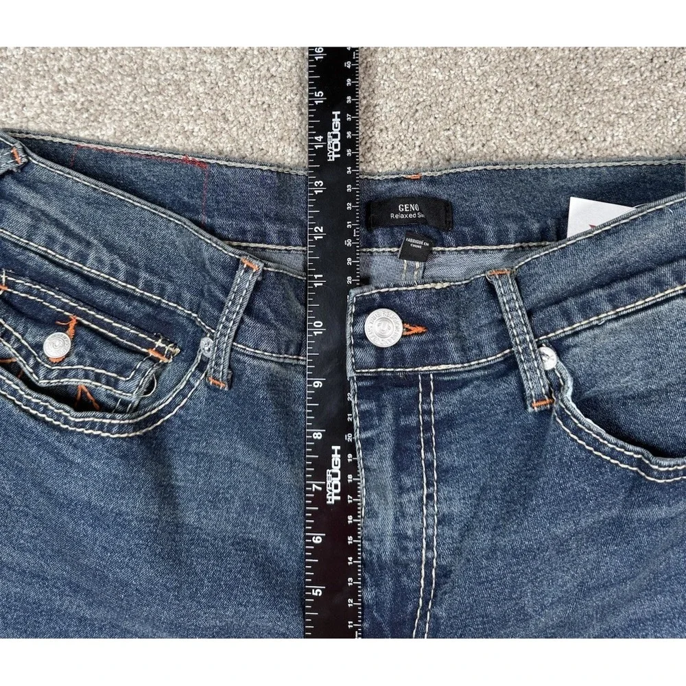 NWT True Religion Big TFlap Jeans 36x32 Geno Relaxed Slim Dark Thunder Bolt Wash